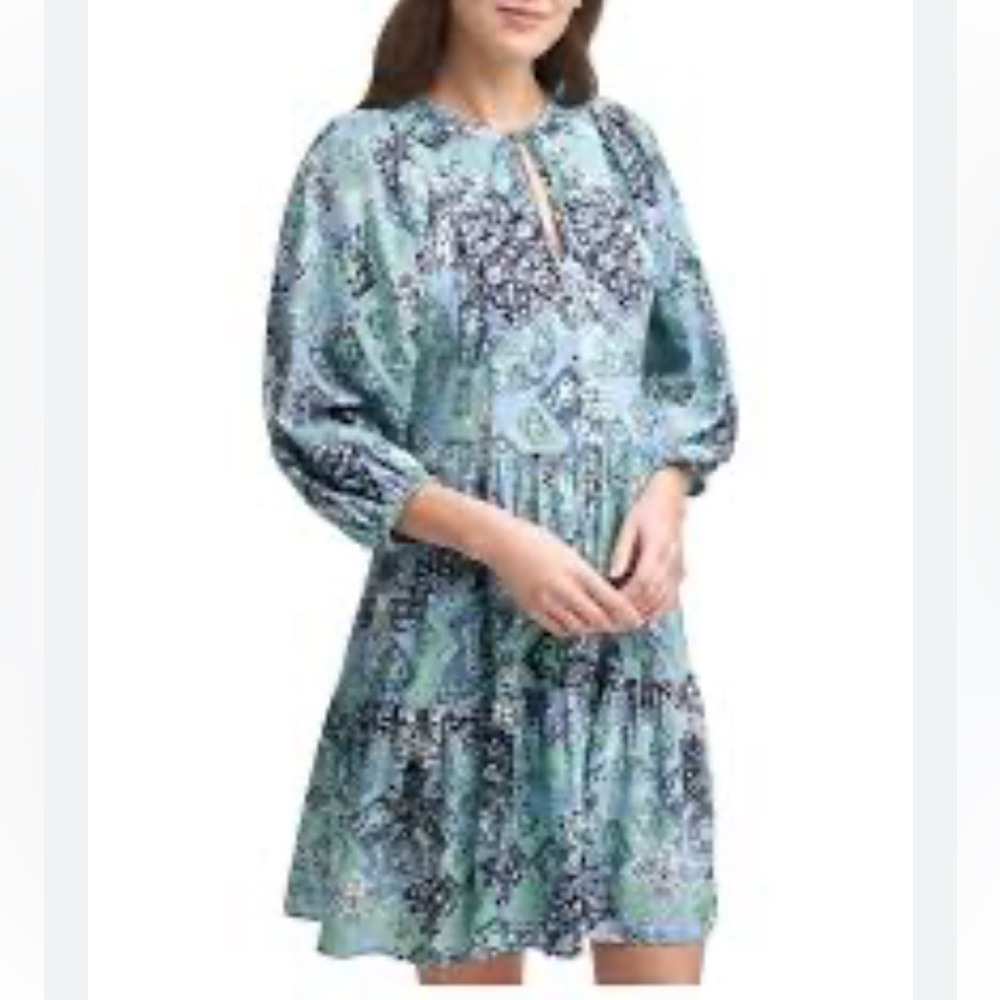 Calvin Klein bell sleeve tiered mini dress size 2